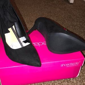 Shoe Dazzle Shoes - Black Suede Close Toe Heel Shoe Dazzle Shoes - Black Suede Close Toe Heel
